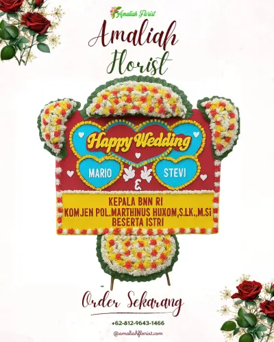 Karangan Papan Bunga Pernikahan di Majenang